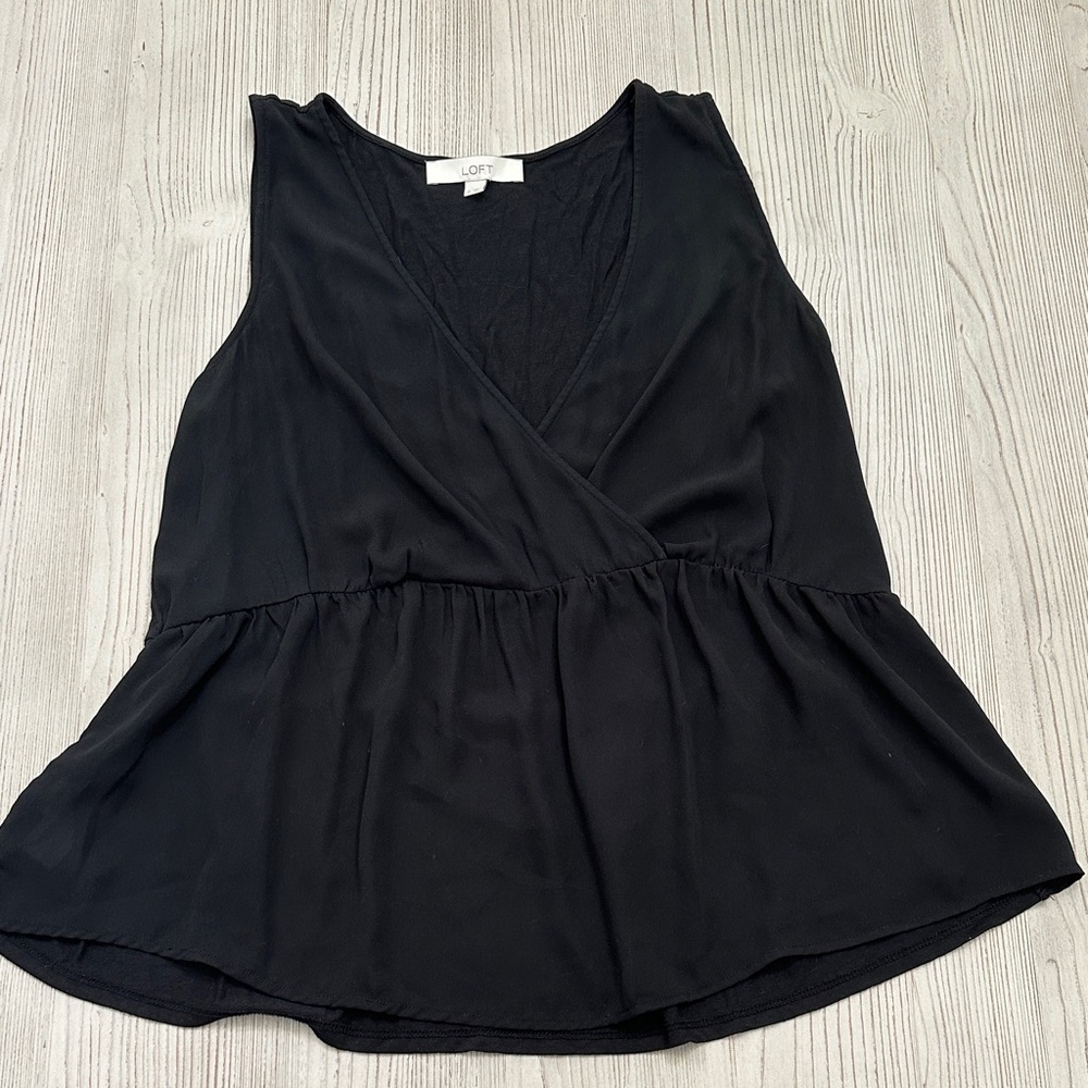 LOFT Elegant Black Wrap Blouse